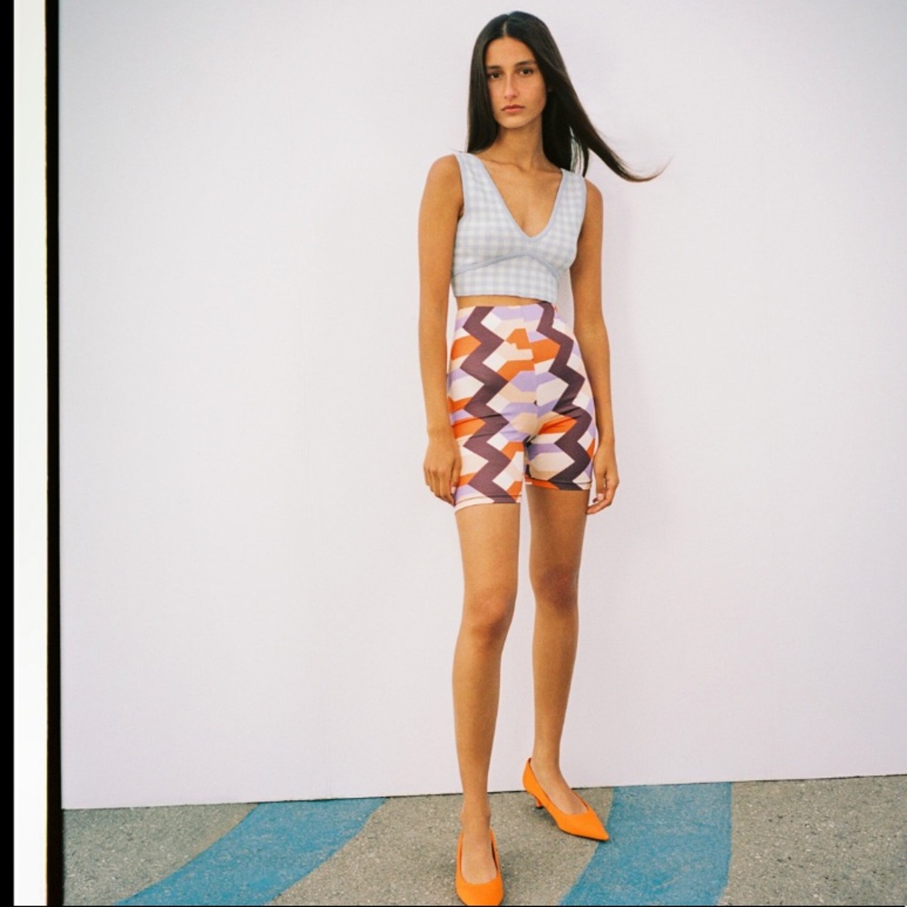 ZARA GEOMETRIC PRINT BIKE SHORTS